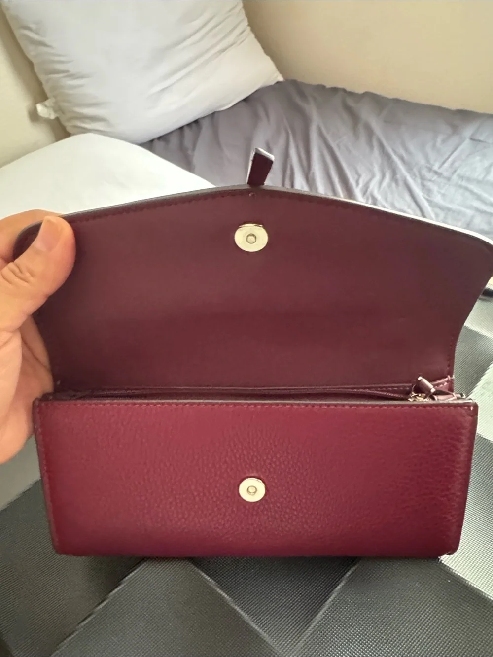 Kate Spade Marti Pebbled Leather Wallet Clutch – Deep Berry